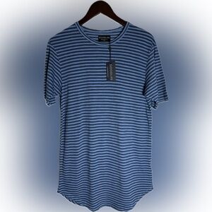Goodlife Men's Blue Striped Short Sleeve Tee